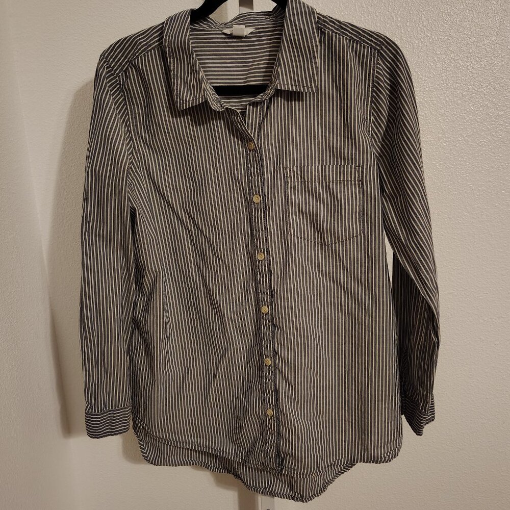 Sonoma Good For Life Women's Long Sleeve Button Down Top Size Large Stripes